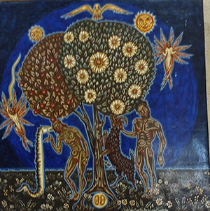 Tableau de Charles Sahuguet : Arbre de Vie et l’Arbre de Mort (46 x 45) 1979.